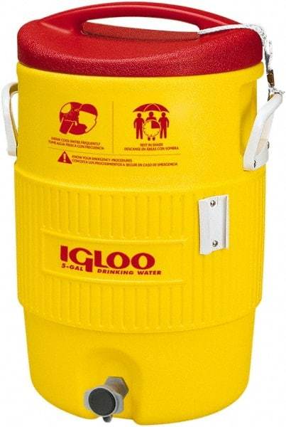Igloo - 5 Gal Beverage Cooler - Plastic, Yellow/Red - Apex Tool & Supply
