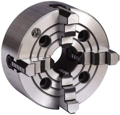 Gibraltar - 4 Jaws, 8" Diam, Independent Manual Lathe Chuck - Plain Back Mount Spindle, Reversible, 2,000 Max RPM, 2.2047" Through Hole Diam, Cast Iron - Apex Tool & Supply