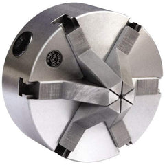 Gibraltar - 6 Jaws, 6" Diam, Self Centering Manual Lathe Chuck - Plain Back Mount Spindle, 1.6535" Through Hole Diam, Cast Iron - Apex Tool & Supply