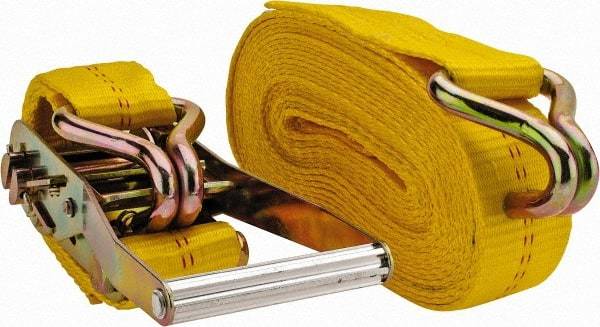 Value Collection - 27' Long x 2" Wide, 10,000 Lb Basket Capacity, 1 Ply, Polyester Web Sling - Yellow - Apex Tool & Supply