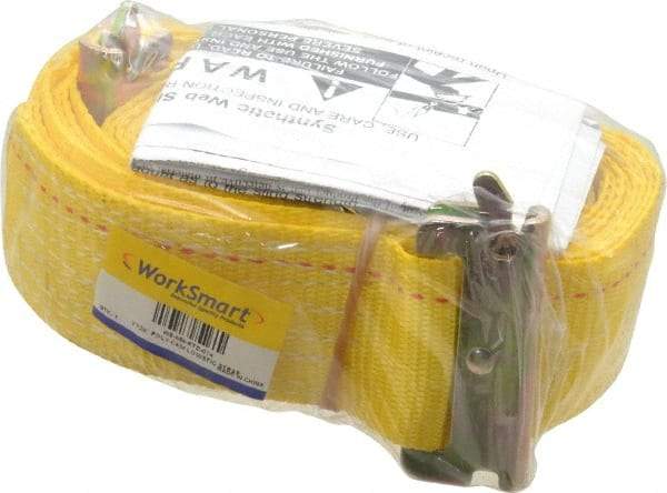 Value Collection - 20' Long x 2" Wide, 1 Ply, Polyester Web Sling - Yellow - Apex Tool & Supply