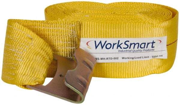 Value Collection - 27' Long x 4" Wide, 1 Ply, Polyester Web Tie Down Strap - Yellow - Apex Tool & Supply
