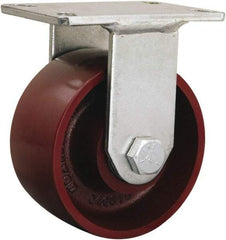 Hamilton - 6" Diam x 8" OAH Top Plate Mount Rigid Track - Iron, 2,500 Lb Capacity, Tapered Roller Bearing, 5-1/4 x 7-1/4" Plate - Apex Tool & Supply