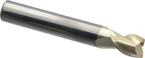 Accupro - 3/8", 1/2" LOC, 3/8" Shank Diam, 2-1/2" OAL, 2 Flute, Solid Carbide Square End Mill - Single End, ZrN Finish, Spiral Flute, Variable° Helix, Centercutting, Right Hand Cut, Right Hand Flute - Apex Tool & Supply