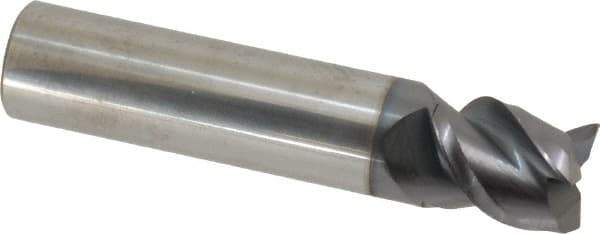 Accupro - 5/8", 3/4" LOC, 5/8" Shank Diam, 3" OAL, 3 Flute, Solid Carbide Square End Mill - Single End, AlTiN Finish, Spiral Flute, Variable° Helix, Centercutting, Right Hand Cut, Right Hand Flute - Apex Tool & Supply