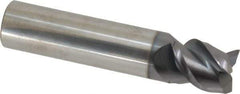 Accupro - 5/8", 3/4" LOC, 5/8" Shank Diam, 3" OAL, 3 Flute, Solid Carbide Square End Mill - Single End, AlTiN Finish, Spiral Flute, Variable° Helix, Centercutting, Right Hand Cut, Right Hand Flute - Apex Tool & Supply