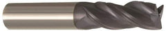 Accupro - 1", 3 Flute, Single End, Solid Carbide, 0.0300 - 0.0350" Corner Radius End Mill - 4" OAL, Right Hand Flute, 2" LOC, Right Hand Cut - Apex Tool & Supply