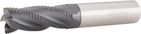 Accupro - 1/2" Diam, Fine Pitch, 1-1/4" LOC, 4 Flute Solid Carbide Roughing Square End Mill - AlTiN Finish, 3" OAL, 1/2" Shank Diam, Single End, 30° Helix - Apex Tool & Supply