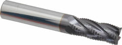 Accupro - 7/16" Diam, Fine Pitch, 1" LOC, 5 Flute Solid Carbide Roughing Square End Mill - AlTiN Finish, 2-3/4" OAL, 7/16" Shank Diam, Single End, 30° Helix - Apex Tool & Supply