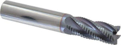 Accupro - 7/16" Diam, Fine Pitch, 1" LOC, 5 Flute Solid Carbide Roughing Square End Mill - TiCN Finish, 2-3/4" OAL, 7/16" Shank Diam, Single End, 30° Helix - Apex Tool & Supply