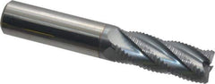 Accupro - 1/2" Diam, Fine Pitch, 1-1/4" LOC, 5 Flute Solid Carbide Roughing Square End Mill - TiCN Finish, 3" OAL, 1/2" Shank Diam, Single End, 30° Helix - Apex Tool & Supply