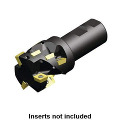 Kennametal - 2" Cut Diam, 1.691" Max Depth of Cut, 1-1/4" Shank Diam, 4.53" OAL, Indexable Square Shoulder Helical End Mill - SD.T 43.. Inserts, Weldon Shank, Through Coolant - Apex Tool & Supply