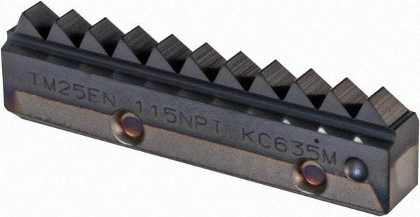 Kennametal - 11.5 TPI, Internal/External Thread, NPT Standard, TM25 KC635M Grade Thread Mill Insert - Carbide, TiAlN Coating - Apex Tool & Supply