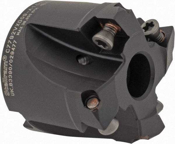 Kennametal - 1-1/2" Cut Diam, 0.059" Max Depth, 1/2" Arbor Hole, 4 Inserts, XD 09 Insert Style, Indexable Copy Face Mill - C7792VXD09-A1.50Z04R Cutter Style, 1.26" High, Through Coolant, Series 7792 - Apex Tool & Supply