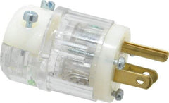 Leviton - 125 VAC, 15 Amp, 5-15P NEMA, Straight, Self Grounding, Hospital Grade Plug - 2 Pole, 3 Wire, 1 Phase, Nylon, Clear - Apex Tool & Supply