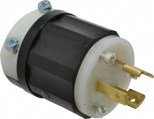 Leviton - 125 VAC, 20 Amp, L5-20P Configuration, Industrial Grade, Self Grounding Plug - 1 Phase, 2 Poles, 0.385 to 0.78 Inch Cord Diameter - Apex Tool & Supply