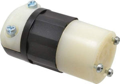 Leviton - 125 VAC, 15 Amp, L5-15R Configuration, Industrial Grade, Self Grounding Connector - 1 Phase, 2 Poles, 0.24 to 0.7 Inch Cord Diameter - Apex Tool & Supply
