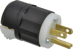 Leviton - 125 VAC, 15 Amp, 5-15P NEMA, Straight, Self Grounding, Industrial Grade Plug - 2 Pole, 3 Wire, 1 Phase, Nylon, Black, White - Apex Tool & Supply
