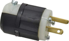 Leviton - 125 VAC, 20 Amp, 5-20P NEMA, Straight, Self Grounding, Industrial Grade Plug - 2 Pole, 3 Wire, 1 Phase, Nylon, Black, White - Apex Tool & Supply