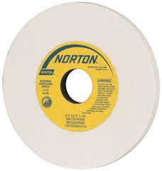 Norton - 6" Diam x 1-1/4" Hole x 1/2" Thick, K Hardness, 120 Grit Surface Grinding Wheel - Aluminum Oxide, Type 1, Fine Grade, 4,140 Max RPM, Vitrified Bond, No Recess - Apex Tool & Supply