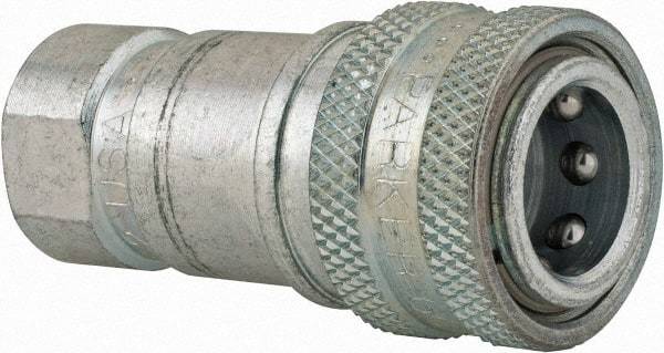 Parker - 1/4 NPTF Steel Hydraulic Hose Female Pipe Thread Coupler - 5,000 psi - Apex Tool & Supply