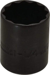 Proto - 1-1/4", 1/2" Drive, Standard Hand Socket - 12 Points, 1-21/32" OAL, Alloy Steel, Black Finish - Apex Tool & Supply