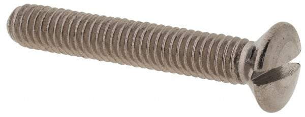 Value Collection - M4x0.70 Metric Coarse, 25mm OAL Slotted Drive Machine Screw - Oval Head, Grade 18-8 & A2 Stainless Steel, Uncoated, Without Washer - Apex Tool & Supply