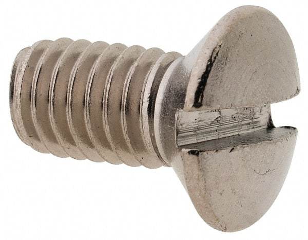 Value Collection - M6x1.00 Metric Coarse, 12mm OAL Slotted Drive Machine Screw - Oval Head, Grade 18-8 & A2 Stainless Steel, Uncoated, Without Washer - Apex Tool & Supply