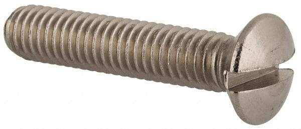 Value Collection - M6x1.00 Metric Coarse, 30mm OAL Slotted Drive Machine Screw - Oval Head, Grade 18-8 & A2 Stainless Steel, Uncoated, Without Washer - Apex Tool & Supply
