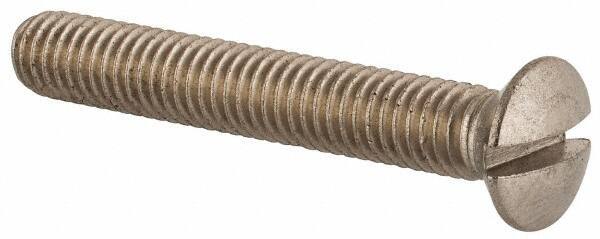 Value Collection - M6x1.00 Metric Coarse, 40mm OAL Slotted Drive Machine Screw - Oval Head, Grade 18-8 & A2 Stainless Steel, Uncoated, Without Washer - Apex Tool & Supply