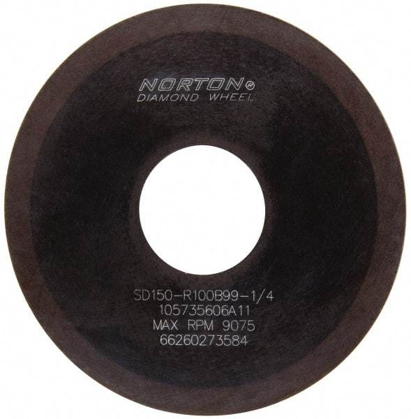 Norton - 4" Diam x 1-1/4" Hole x 1/16" Thick, 150 Grit Surface Grinding Wheel - Diamond, Type 1A1, Very Fine Grade, Resinoid Bond - Apex Tool & Supply