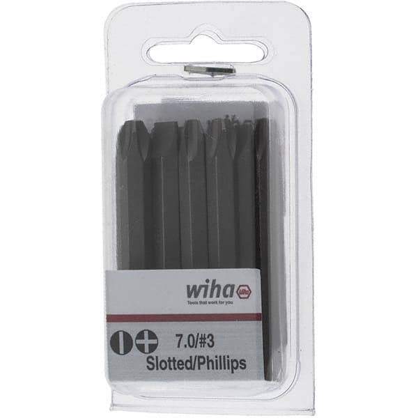 Wiha - 1/4" Drive, #3 Reversible Phillips/Slotted Screwdriver Bit - 2-3/8" OAL - Apex Tool & Supply