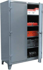 Strong Hold - 4 Shelf 6 Bin Locking Storage Cabinet - Steel, 72" Wide x 24" Deep x 72" High, Dark Gray - Apex Tool & Supply