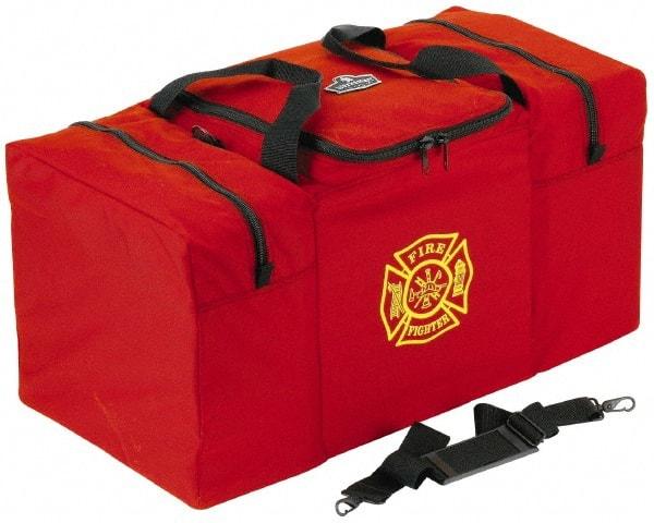 Ergodyne - 2 Pocket, 6750 Cubic Inch, 1000D Nylon Empty Gear Bag - 14 Inch Wide x 15 Inch Deep x 15 Inch High, Red, Fire and Rescue Logo, Model No. 5060 - Apex Tool & Supply