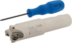 Iscar - 1-1/4" Cut Diam, 0.06" Max Depth, 1" Shank Diam, Weldon Shank Indexable High-Feed End Mill - Screw Holding Method, FF WOMT/WOCT, FF WOMW Insert, FF EW Toolholder, Through Coolant - Apex Tool & Supply