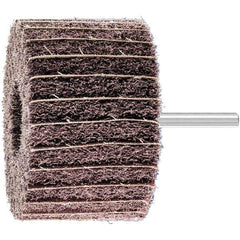 PFERD - 3" Diam x 2" Face Width, Aluminum Oxide Nonwoven Mounted Flap Wheel - 1/4" Shank Mount, 100 Grit, 7,500 Max RPM - Apex Tool & Supply