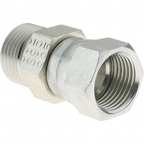 Parker - 1/2" Tube OD, 37° Steel Flared Tube Adapter - 1/2 Female Flare Swivel x ORFS Ends - Apex Tool & Supply