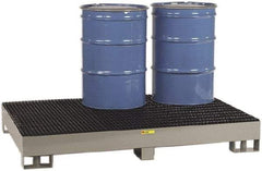Little Giant - 99 Gal Sump, 6,000 Lb Capacity, 6 Drum, Steel Spill Deck or Pallet - 51" Long x 76" Wide x 10-1/2" High, Gray and Black, Liftable Fork, Vertical, 2 x 3 Drum Configuration - Apex Tool & Supply