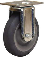 Hamilton - 5" Diam x 1-3/8" Wide x 6-1/16" OAH Top Plate Mount Rigid Caster - Rubber Mold on Polyolefin, 275 Lb Capacity, Precision Ball Bearing, 3-1/8 x 4-1/8" Plate - Apex Tool & Supply