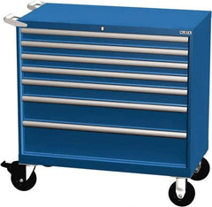 LISTA - 7 Drawer 440 Lb Capacity Steel Tool Roller Cabinet - 40-1/4" Wide x 41-1/2" High x 22-1/2" Deep, Roller Bearing Drawer Slides, Blue - Apex Tool & Supply