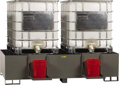 Little Giant - 400 Gallon Steel IBC Sump - 99 Inch Long x 51 Inch Wide x 23 Inch High, 2 Totes, 10,000 Lbs. Load Capacity, Include (2) Removable Pail Holder Shelves - Apex Tool & Supply