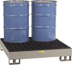 Little Giant - 66 Gal Sump, 4,000 Lb Capacity, 4 Drum, Steel Platform - 51" Long x 51" Wide x 10-1/2" High, Gray, Liftable Fork, Low Profile, Vertical, 2 x 2 Drum Configuration - Apex Tool & Supply