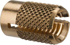 E-Z LOK - M6x1.00 Metric Coarse Brass Flush Press Fit Threaded Insert for Plastic - 1/2" OAL, 0.326" Insert Diam, 5/16" Hole Diam, 5/16" Drill - Apex Tool & Supply