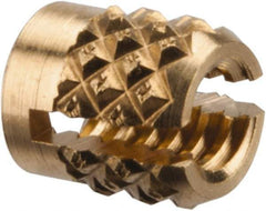 E-Z LOK - #4-40 UNC Brass Flush Press Fit Threaded Insert for Plastic - 3/16" OAL, 0.166" Insert Diam, 5/32" Hole Diam, 5/32" Drill - Apex Tool & Supply
