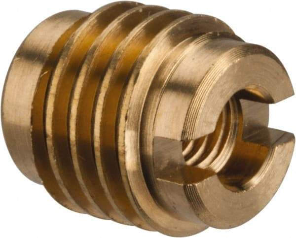 E-Z LOK - #10-32, Brass Knife Insert - 3/8" Drill, 3/8" Hole Diam, 1/2" Long, 0.6" Min Grip - Apex Tool & Supply