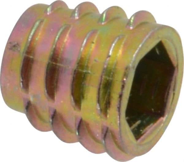 E-Z LOK - M8x1.25, Zinc Alloy Flush Hex Drive Insert - 7/16" Drill, 11mm Hole Diam, 0.512" Long, M8 Hex - Apex Tool & Supply