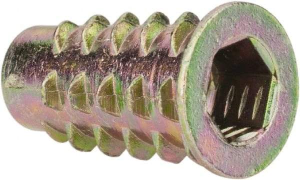 E-Z LOK - 1/4-20, Zinc Alloy Flanged Hex Drive Insert - 23/64" Drill, 0.3543" Hole Diam, 0.7874" Long, M6 Hex - Apex Tool & Supply