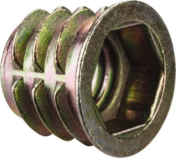 E-Z LOK - 3/8-16, Zinc Alloy Flanged Hex Drive Insert - 31/64" Drill, 0.4724" Hole Diam, 0.512" Long, M10 Hex - Apex Tool & Supply