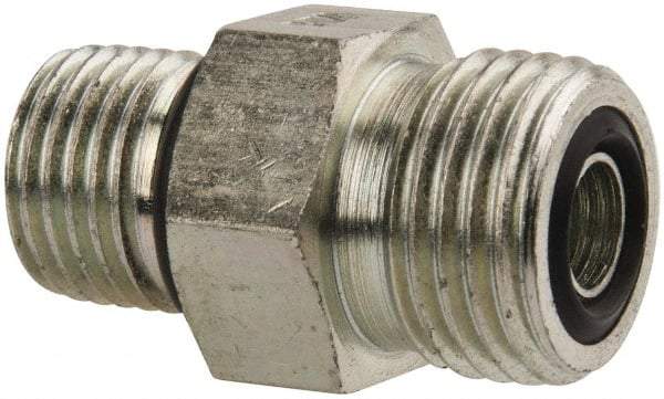 Parker - 3/8" OD, Steel Straight Thread Connector - 9,200 Max Working psi, 3/4" Hex, O-Ring Face Seal/SAE-ORB Ends - Apex Tool & Supply