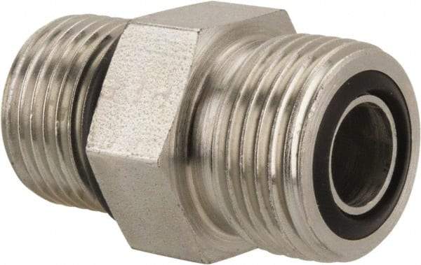 Parker - 1/2" OD, Steel Straight Thread Connector - 9,200 Max Working psi, 7/8" Hex, O-Ring Face Seal/SAE-ORB Ends - Apex Tool & Supply